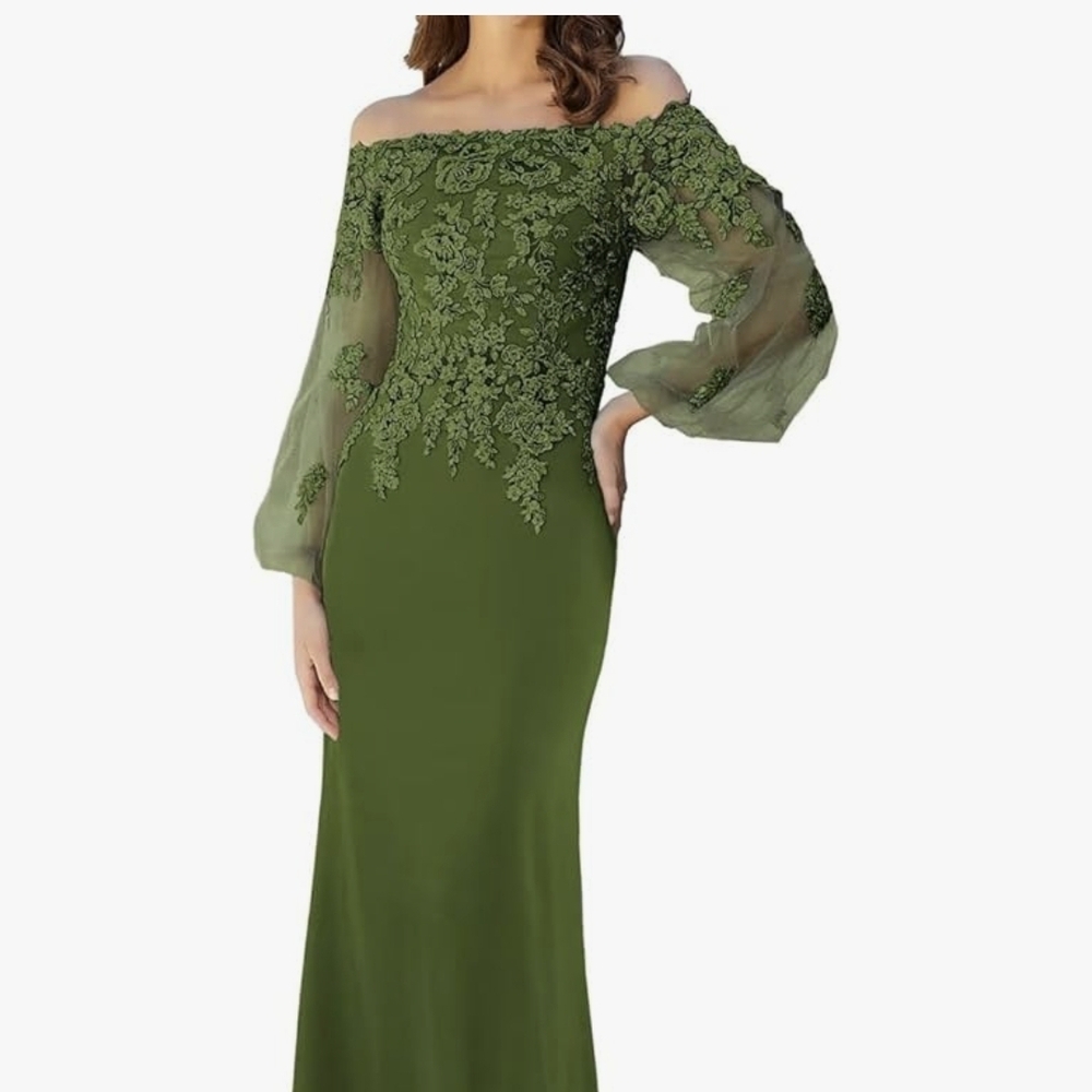 Elegant Green Off-Shoulder Dress